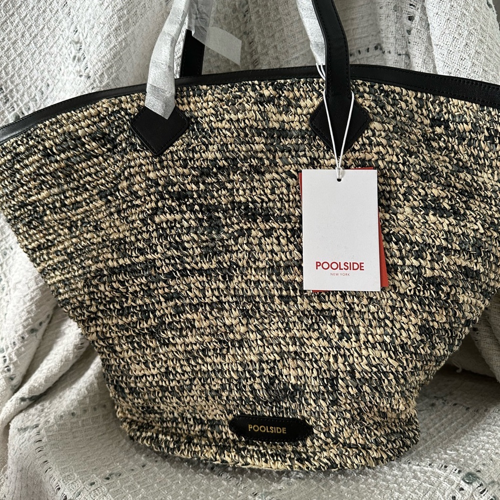 Chic Black and Cream Textured Tote Bag